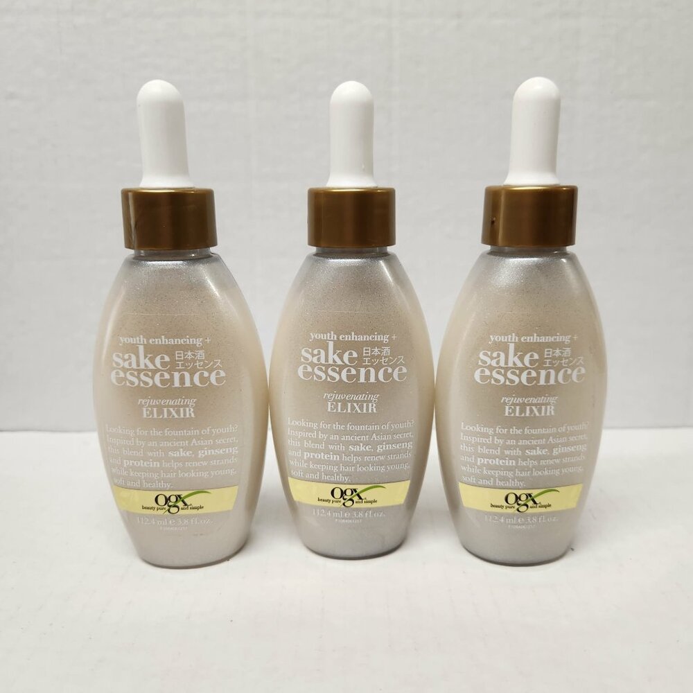 OGX Sake Essence Rejuvenating Hair Elixir 3 pack 4oz Each